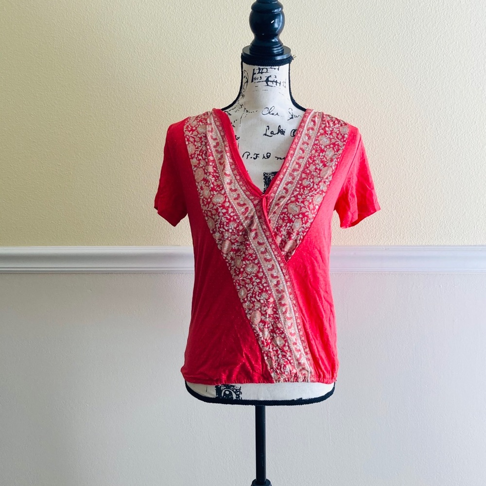 NWT LUCKY BRAND WILD FLOWERS BORDER TOP